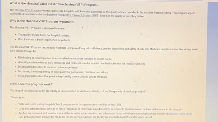 Read the description for The Hospital Value Based