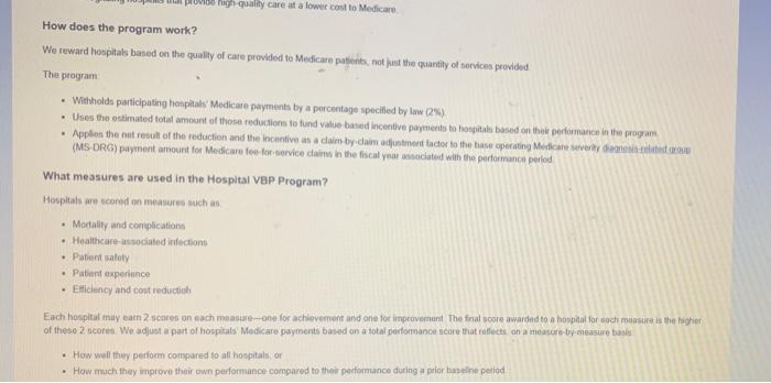 Read the description for The Hospital Value Based