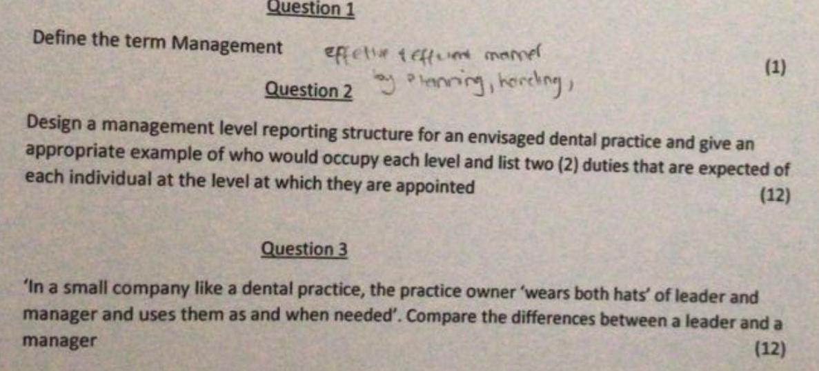 practice management Question 1 Define the term