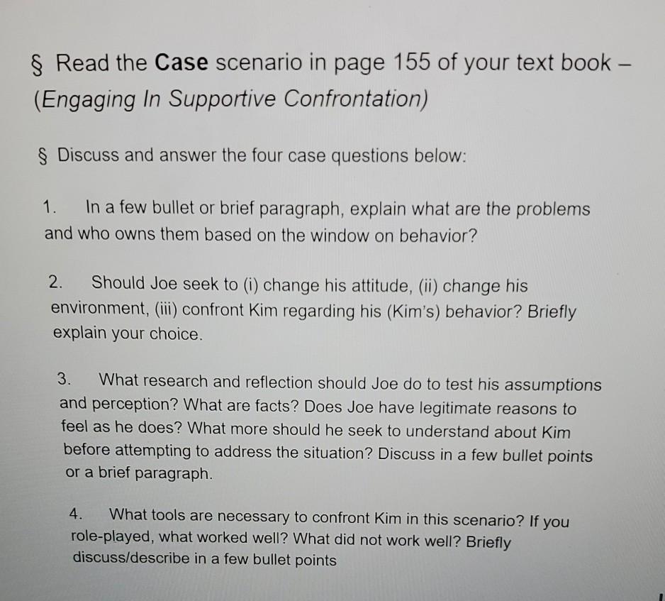 Read the Case scenario in page 155 of your text