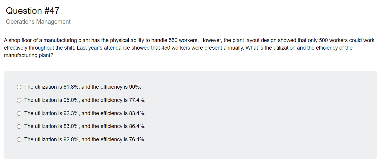 Operations Management A shop floor of a