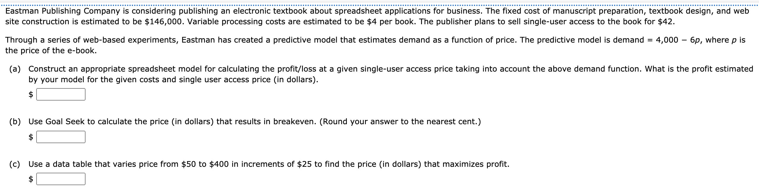 Eastman Publishing Company is considering