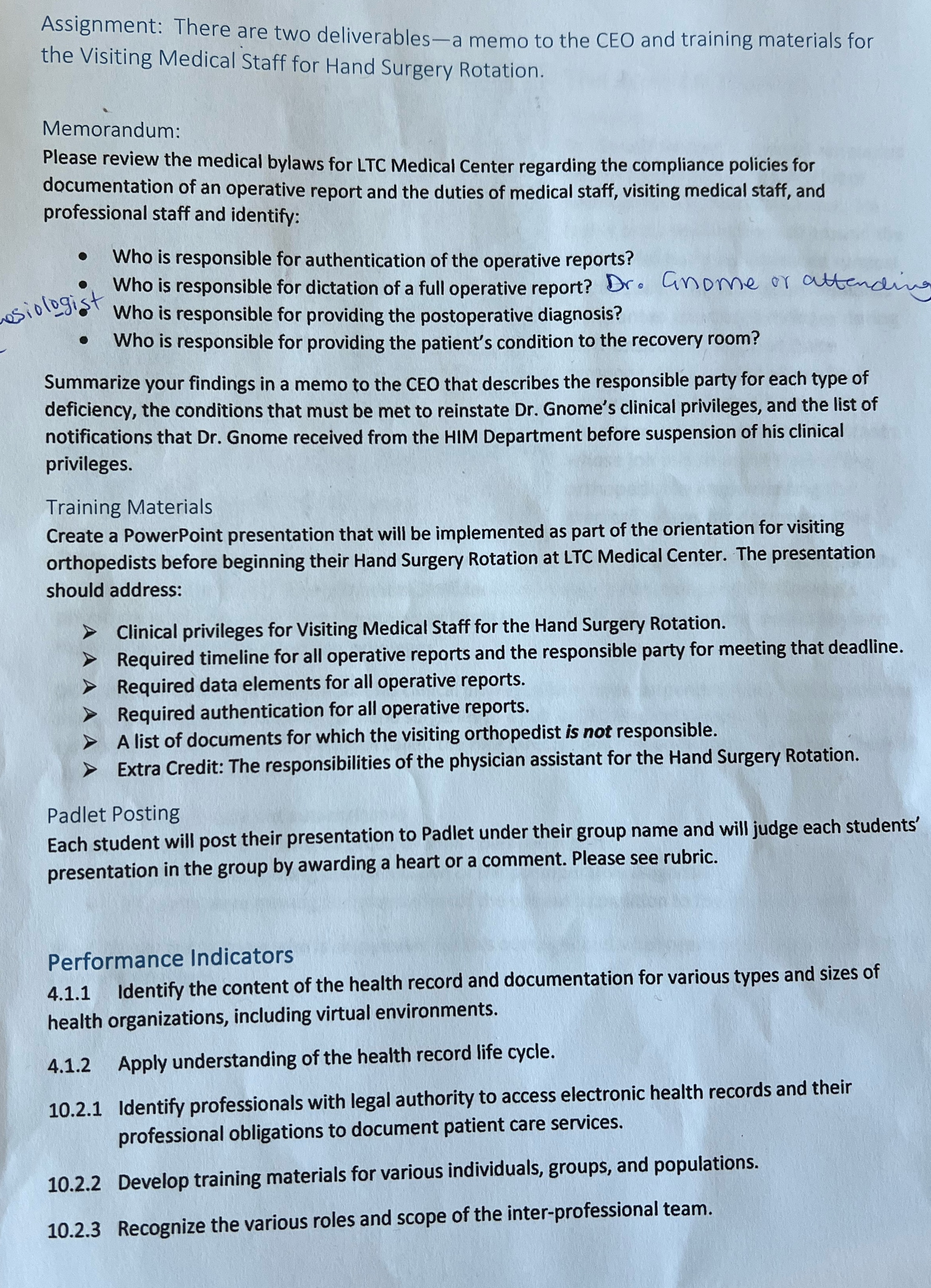 Assignment: There . e dre two deliverablesa memo