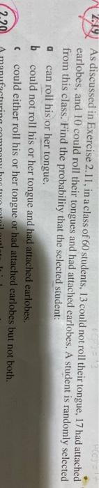 Ho 2.19) As discussed in Exercise 2.11. in a