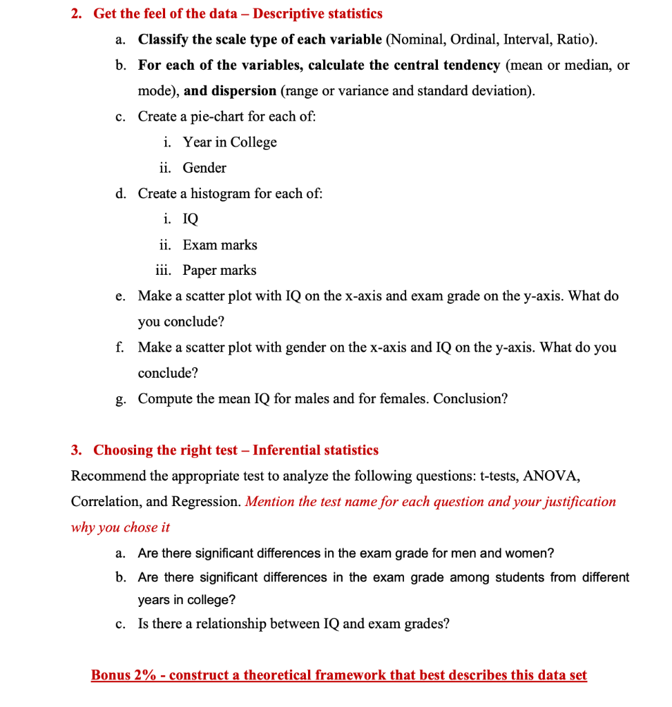 Data Analysis project with data sets Check the