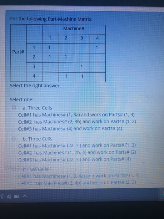 Facility planning For the following Part-Machine