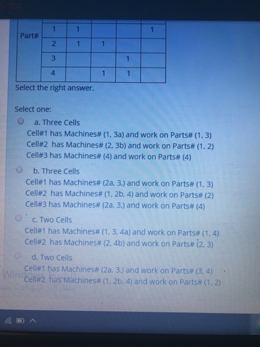 Facility planning For the following Part-Machine