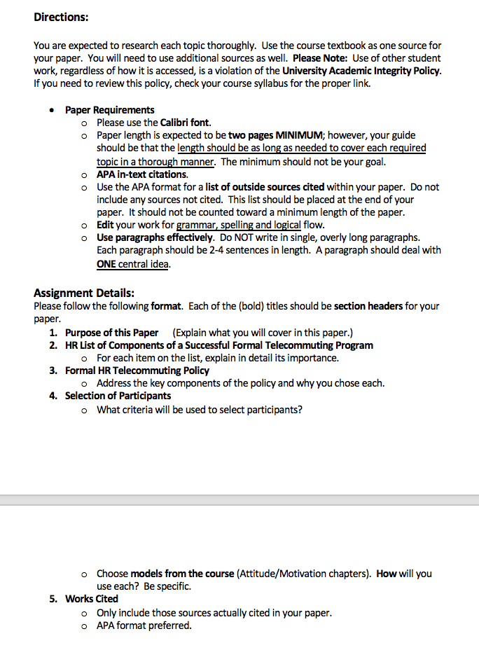 Directions: You are expected to research each