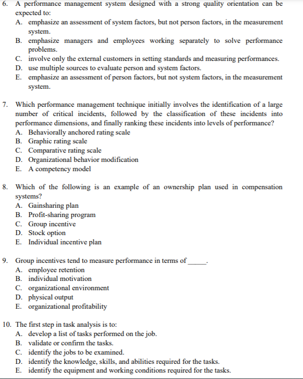 6. A performance management system designed with