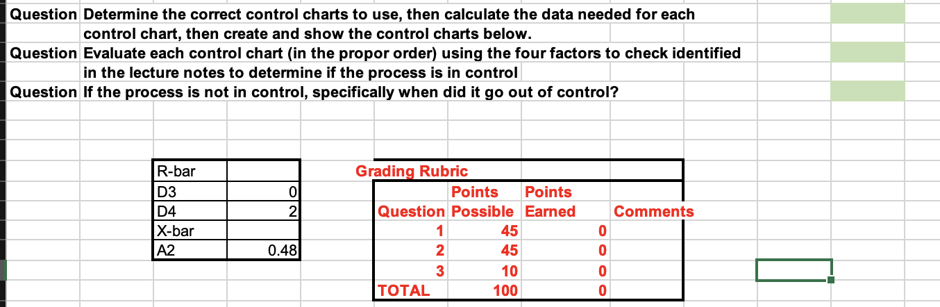 Please do in Excel if possible and show