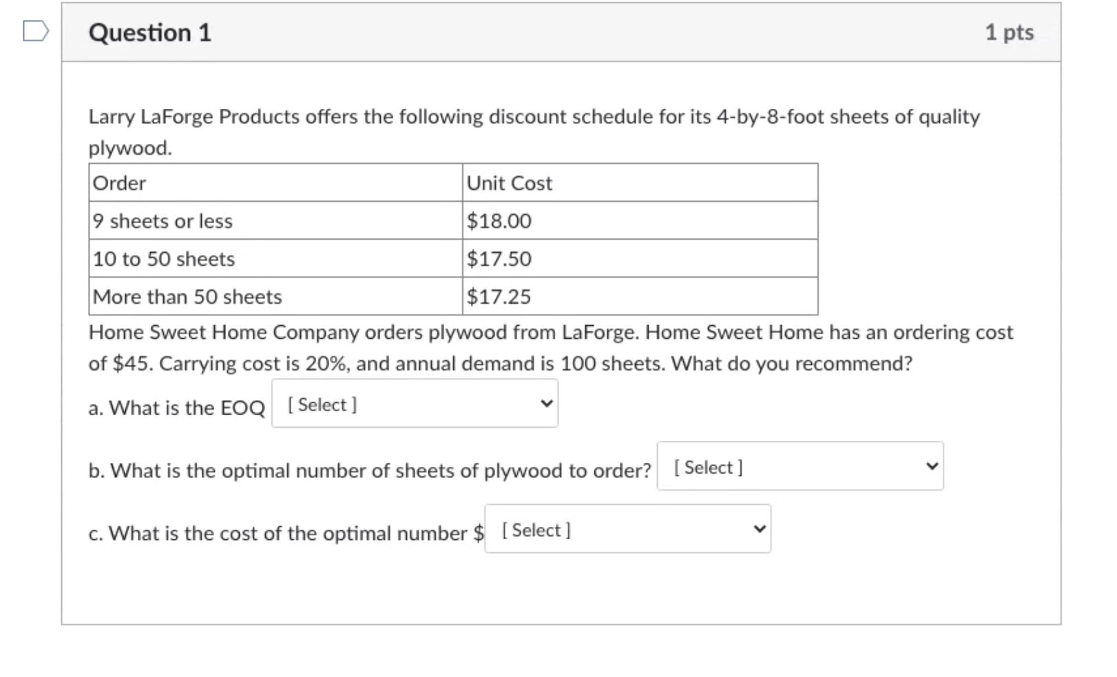 Larry LaForge Products offers the following