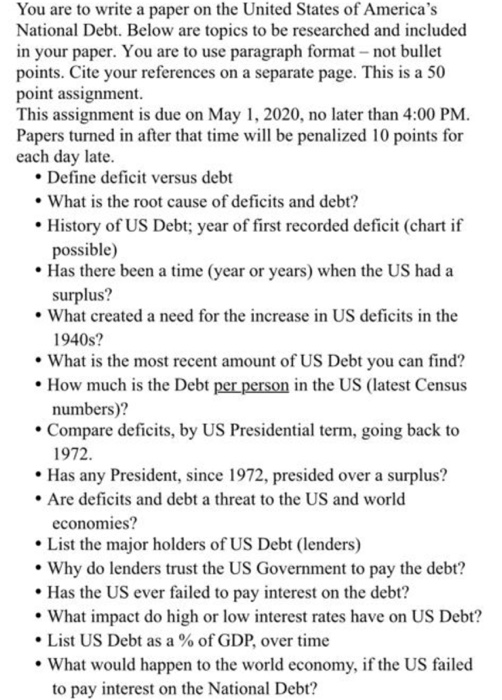 late You are to write a paper on the United