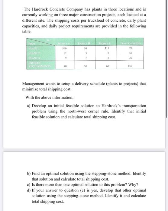 The Hardrock Concrete Company has plants in three