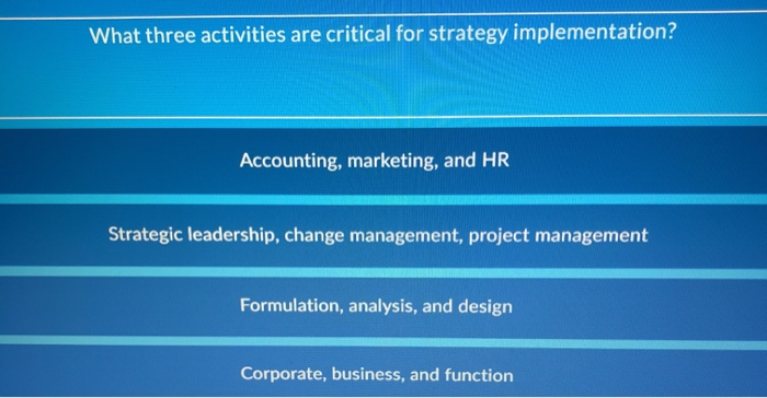 What three activities are critical for strategy