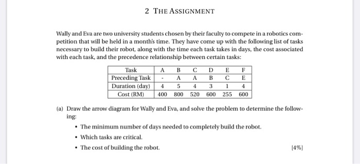 2 THE ASSIGNMENT E F A 5 A 4 4 3 1 4 Wally and