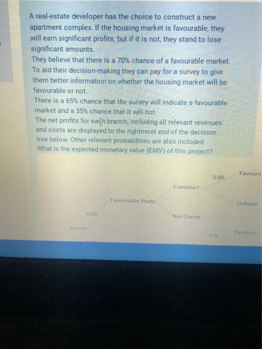 A real-estate developer has the choice to
