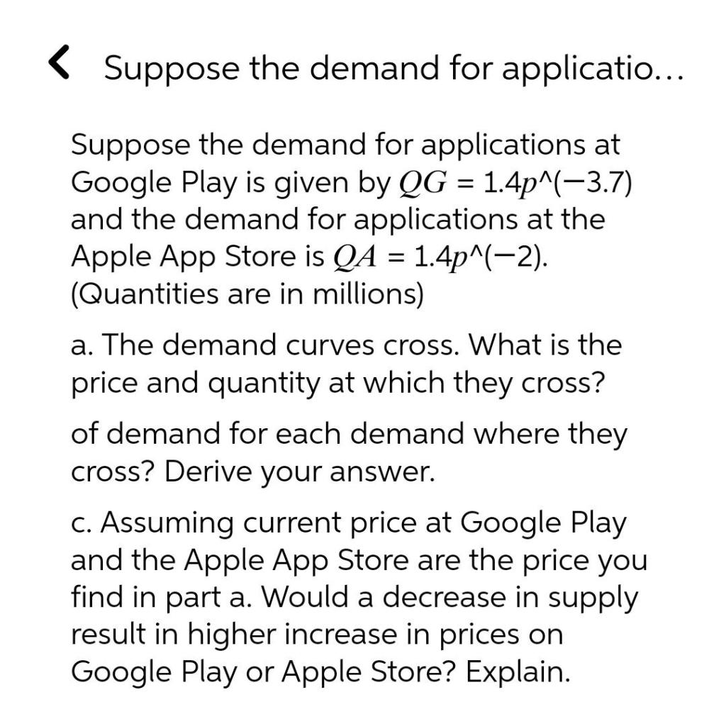 Suppose the demand for applicatio... = = Suppose