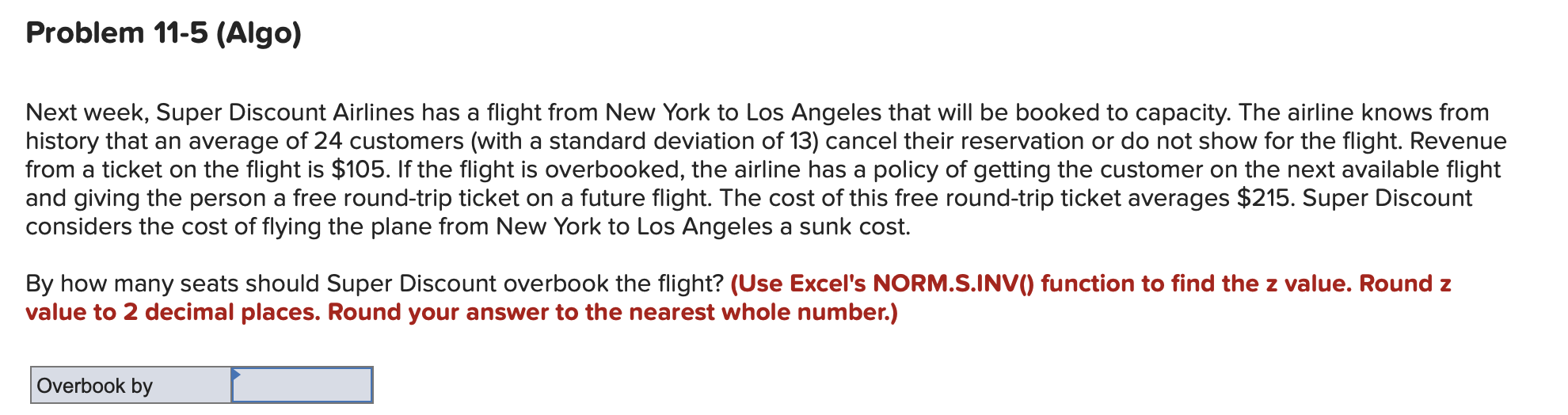Problem 11-5 (Algo) Next week, Super Discount