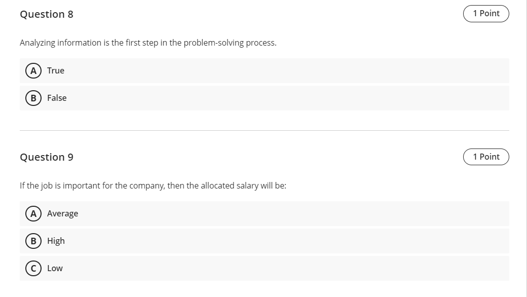 Question 8 1 Point Analyzing information is the