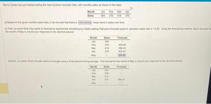 a) Based on the given monthly sales data, it can