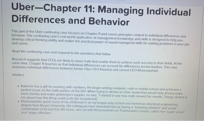 Uber-Chapter 11: Managing Individual Differences