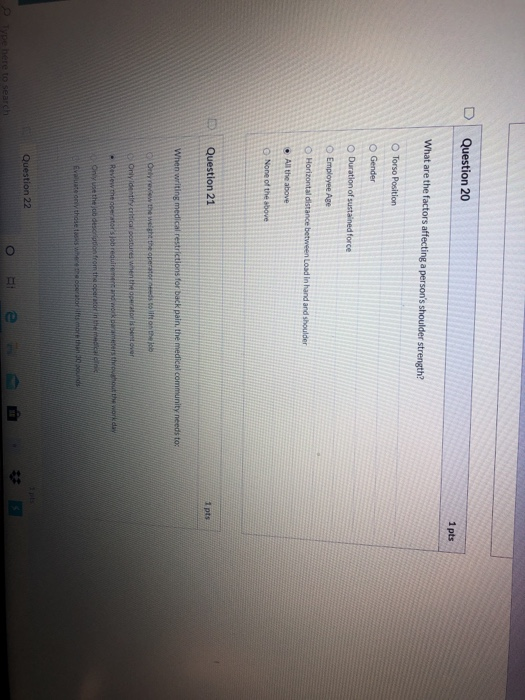D Question 1 1 pts What factor listed below