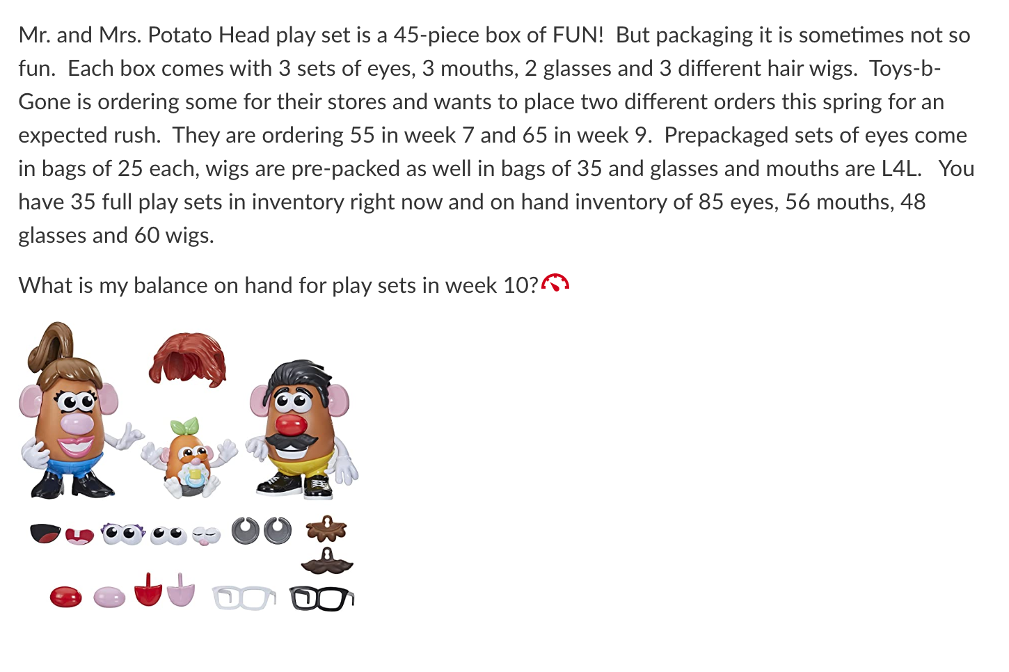 Mr. and Mrs. Potato Head play set is a 45-piece