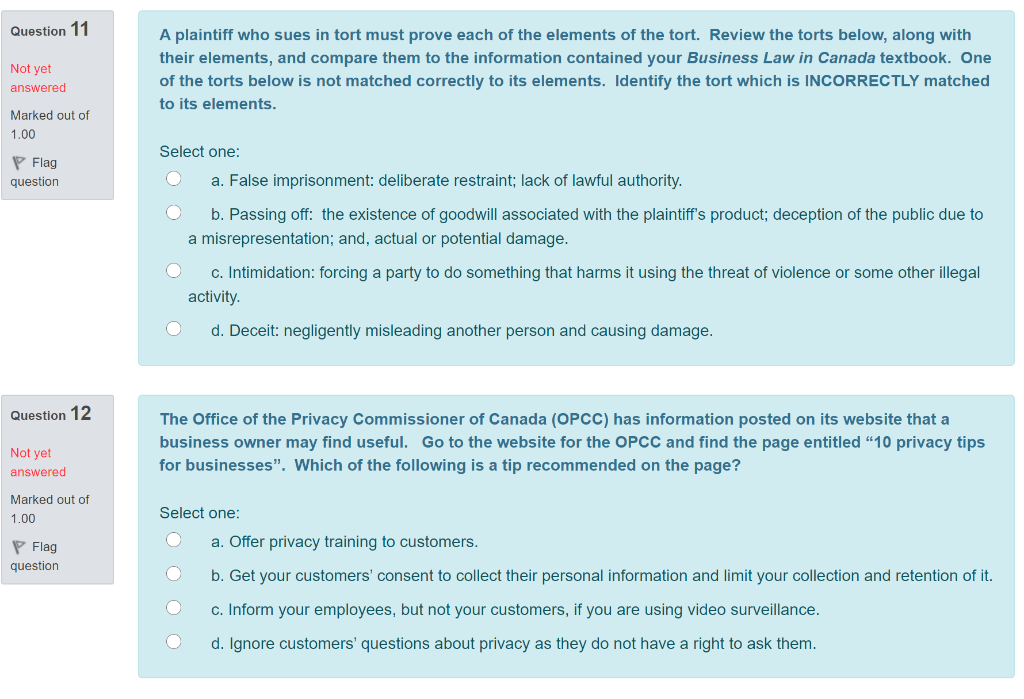 Question 11 Not yet answered A plaintiff who sues