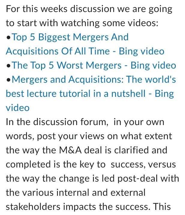 For this weeks discussion we are going to start