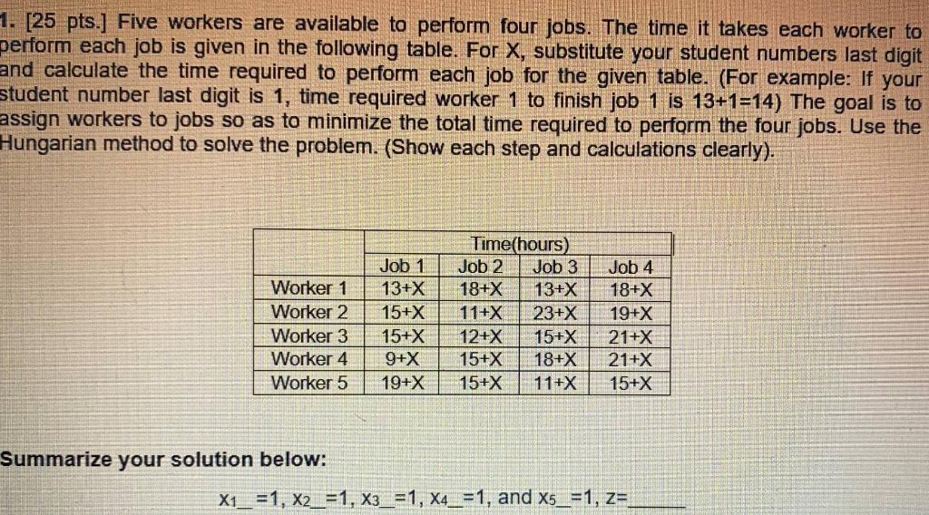 undefined Student number is 4 1. [25 pts.] Five