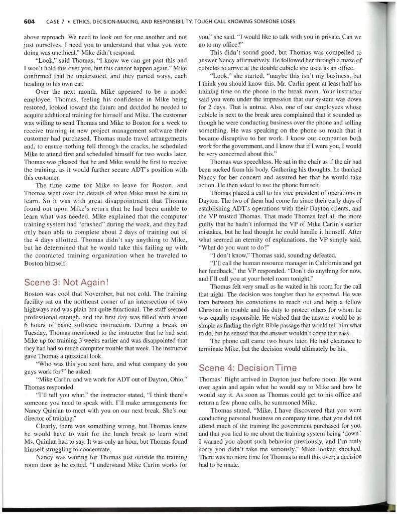 Students are to read the attached case study