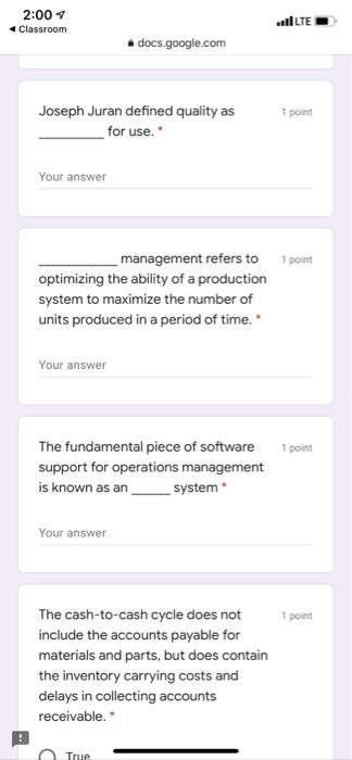 2:007 Classroom LTE docs.google.com 1 point