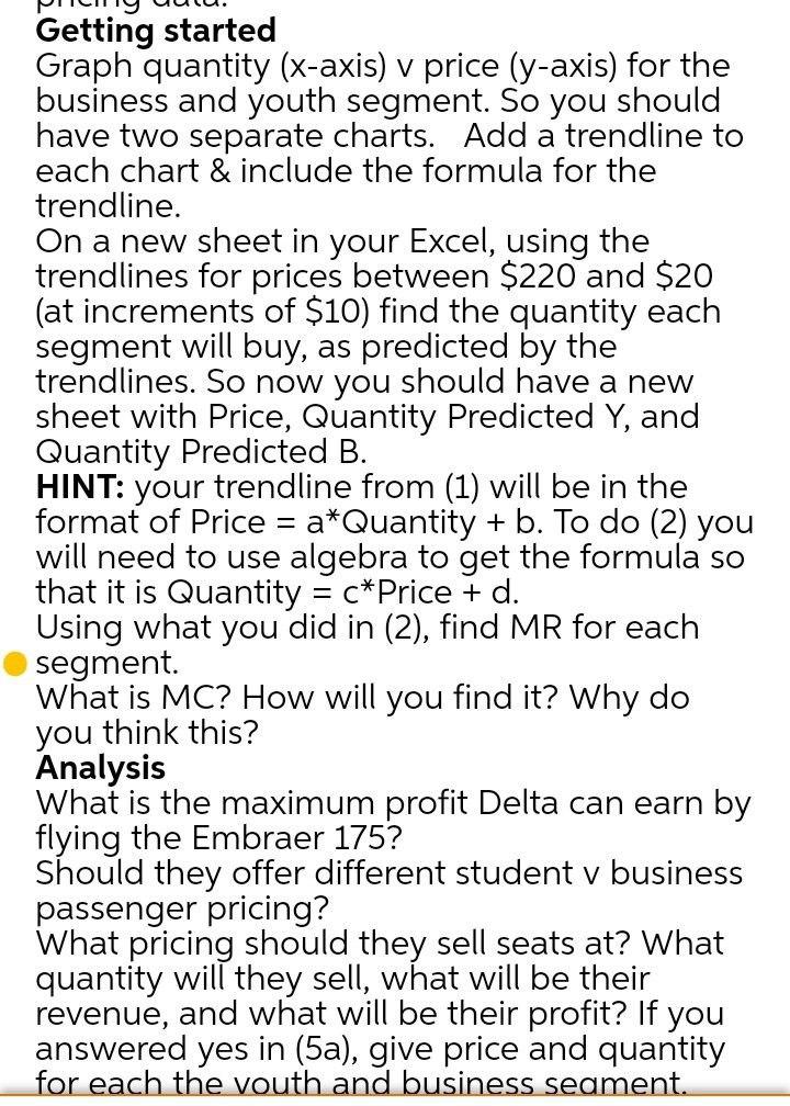 Getting started Graph quantity (x-axis) v price