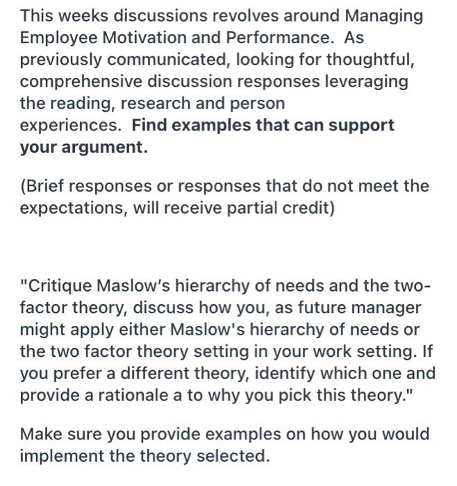 This weeks discussions revolves around Managing