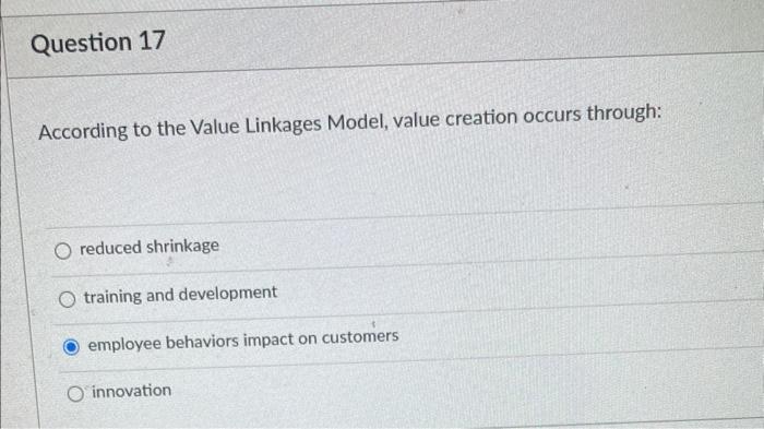 According to the Value Linkages Model, value