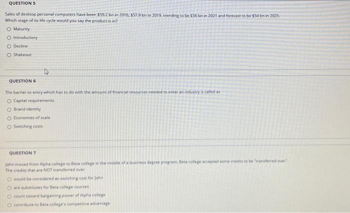 QUESTIONS Sales of desktop personal computers