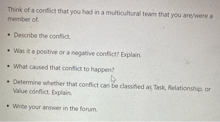 Think of a conflict that you had in a