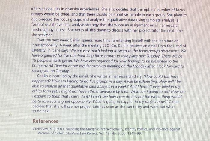 case study questions; 1 How does Caitlin's