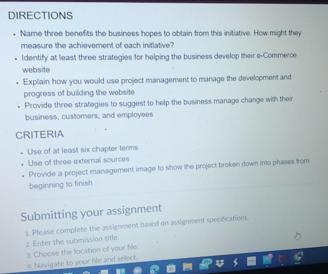 help me please? OBJECTIVE This assessment is