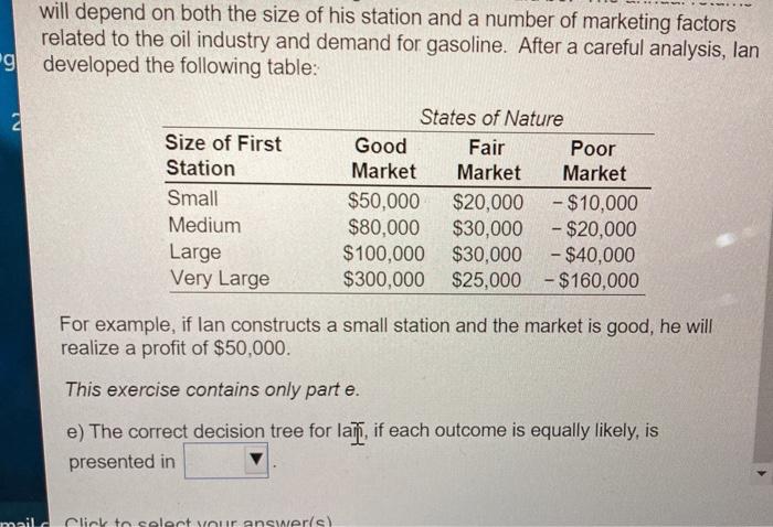 will depend on both the size of his station and a