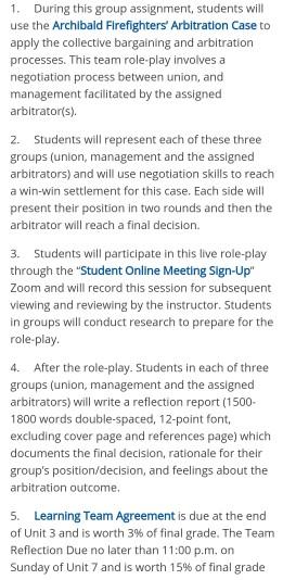 1. During this group assignment, students will