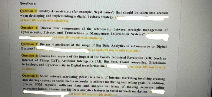 Question : Question 1: Identify 4 constraints