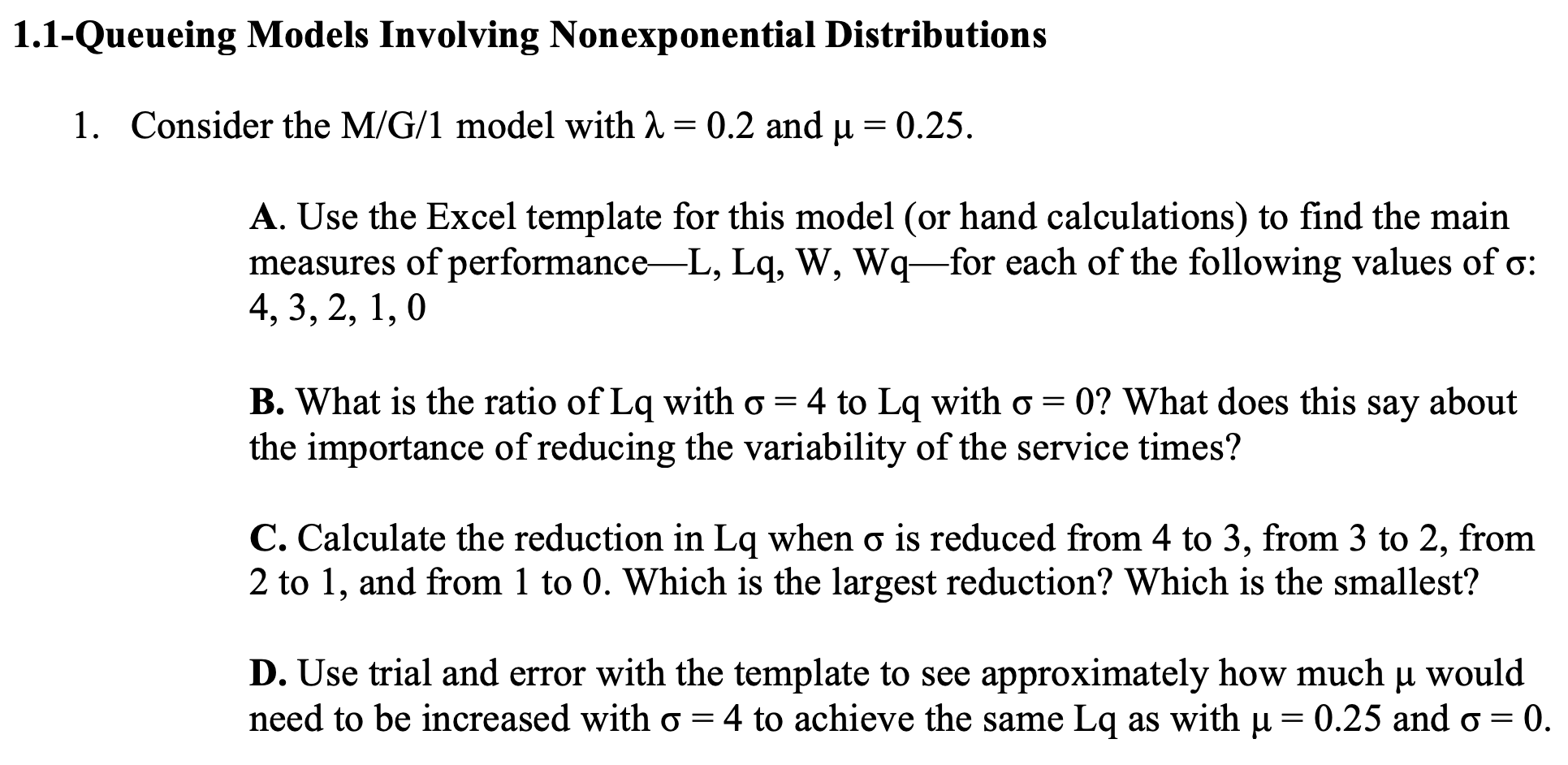 1.1-Queueing Models Involving Nonexponential