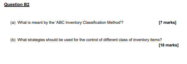 Question B2 (a) What is meant by the 'ABC