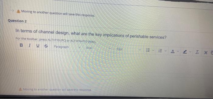 Moving to another question will save this