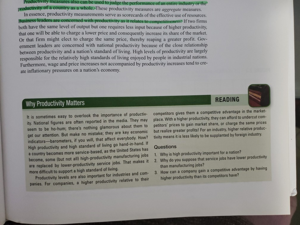 only 1 & 2 Productivity measures also can be used