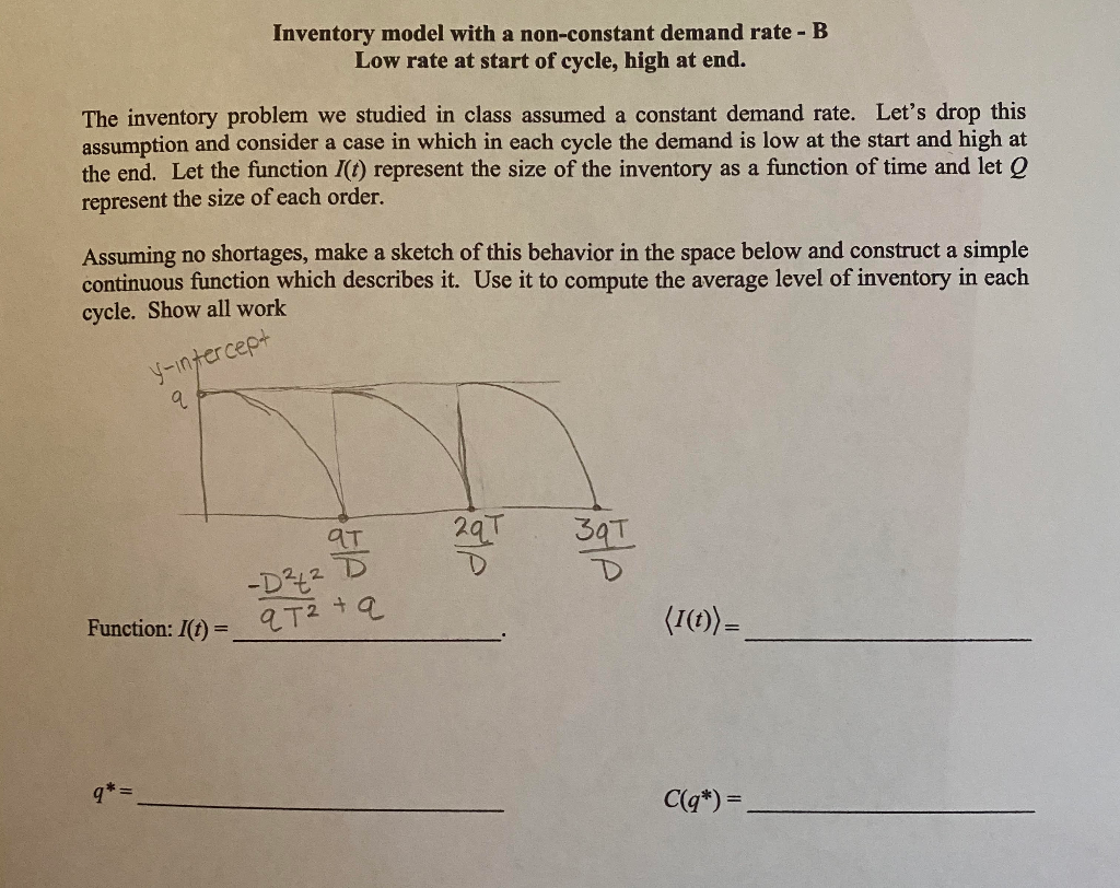 There was not an inventory problem discussed, he