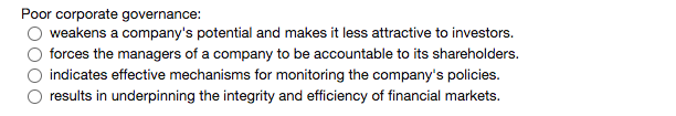 Poor corporate governance: weakens a company's