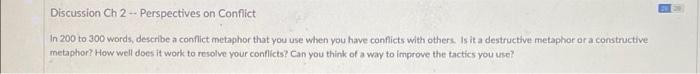 Discussion Ch 2 - Perspectives on Conflict In 200