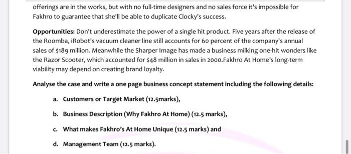 Case: Fakhro At Home The business proposition: